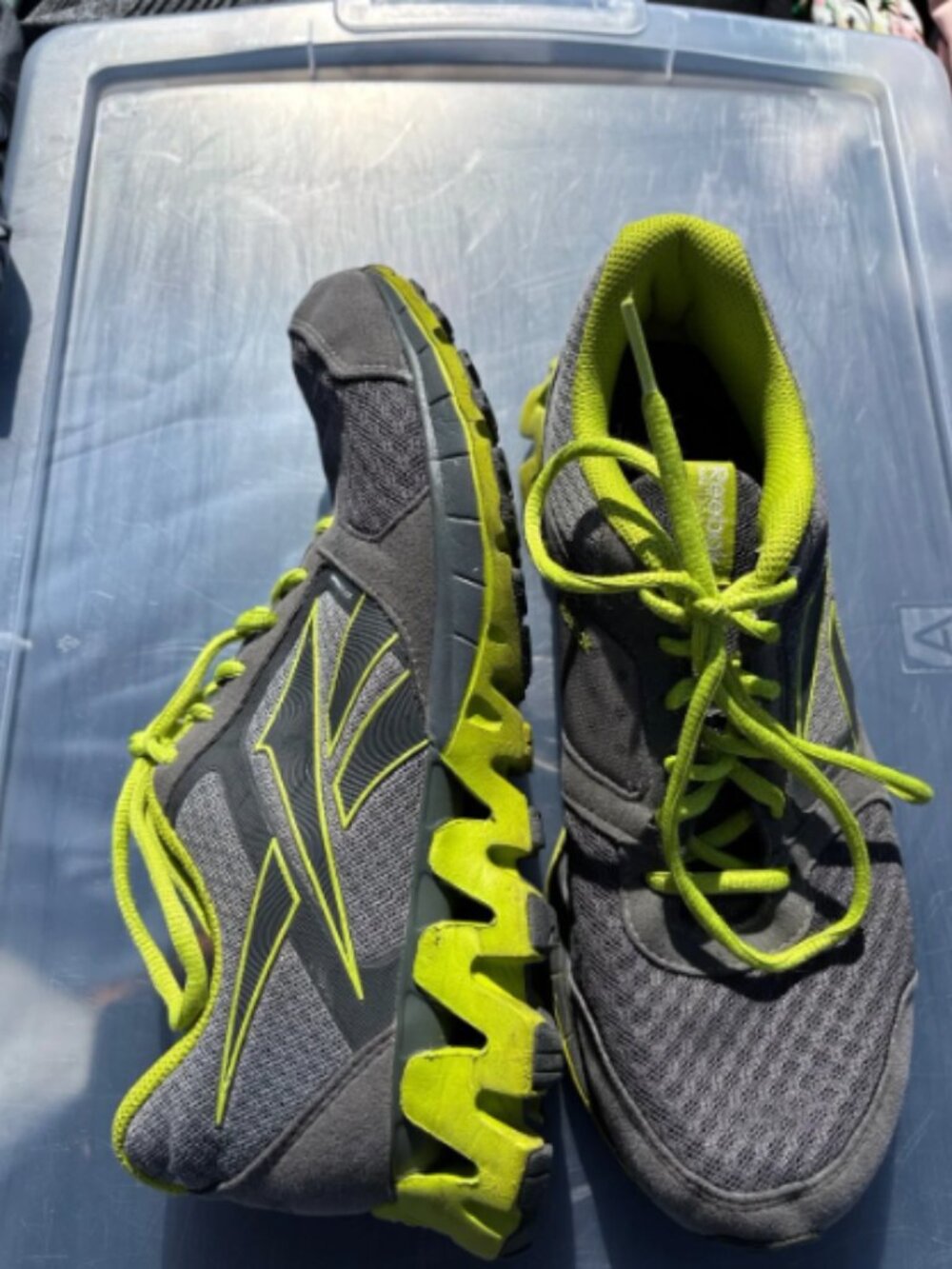 Reebok Men's Gray and Lime Green Athletic Running Shoes